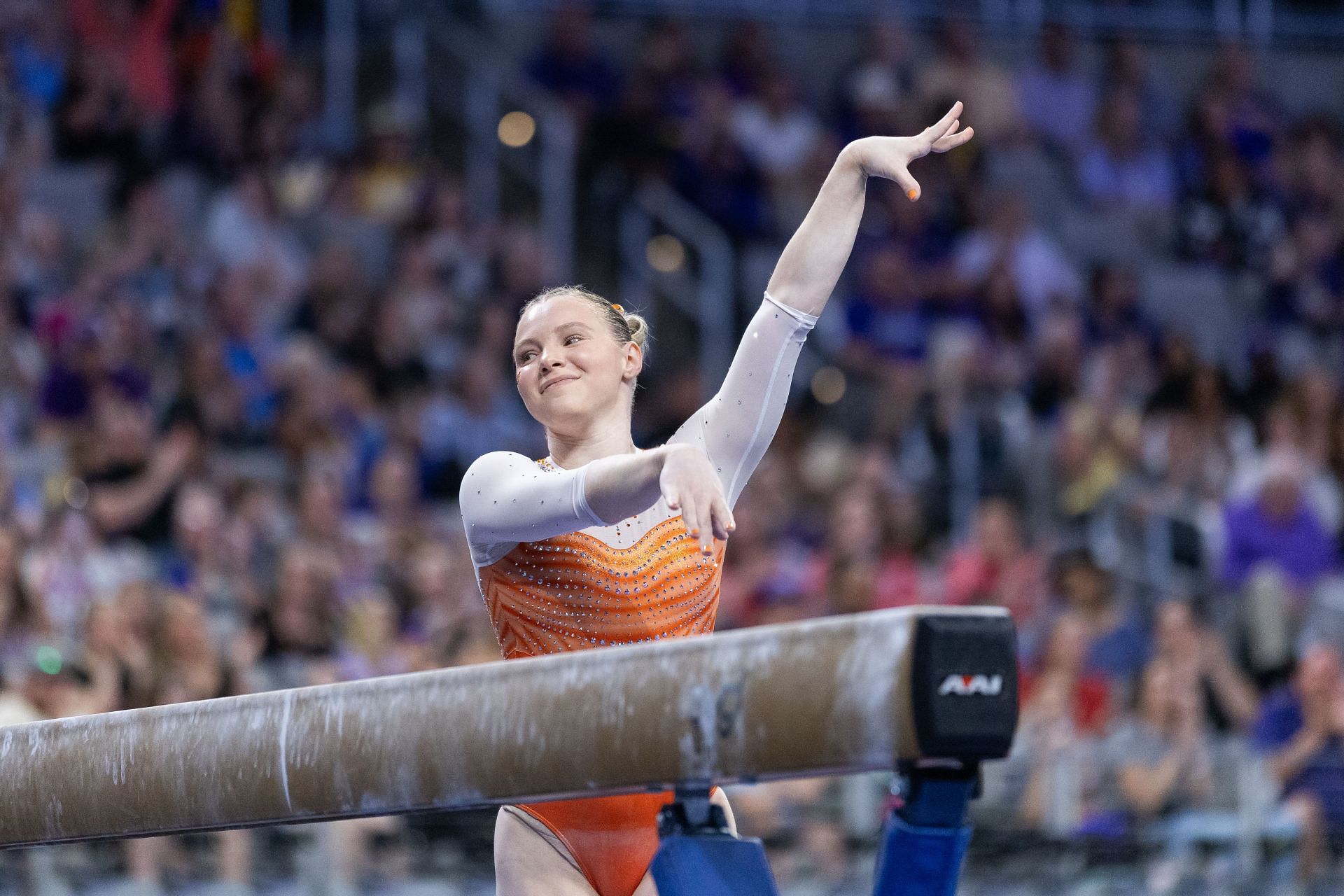 Jade Carey at the 2025 NCAA Women's Gymnastics Championships - Source: Getty